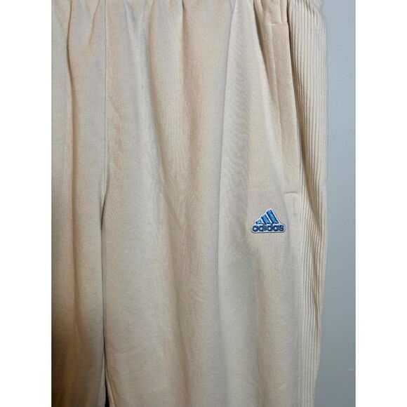 Adidas Cream Joggers Men’s Size L • Light Beige Sweatpants • Blue Logo - Picture 2 of 4